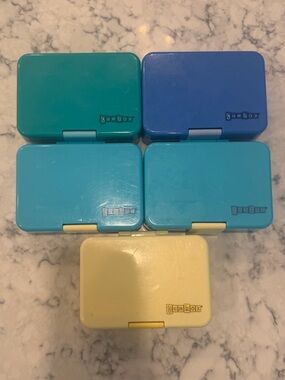 Set of 5 Yunbox Snackbox Bento/Storage Boxes in Blue, Teal & Yellow
